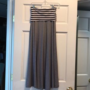 Navy striped maxi skirt